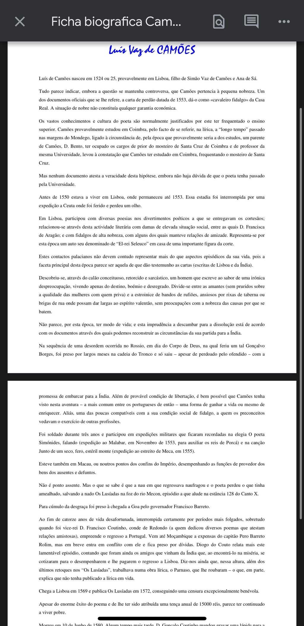 Resumo 10 ano Português